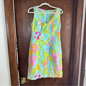 Lilly Pulitzer Aqua, Pink & Lime Patterned Shift Dress